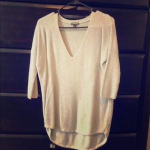 Grey V neck knit sweater